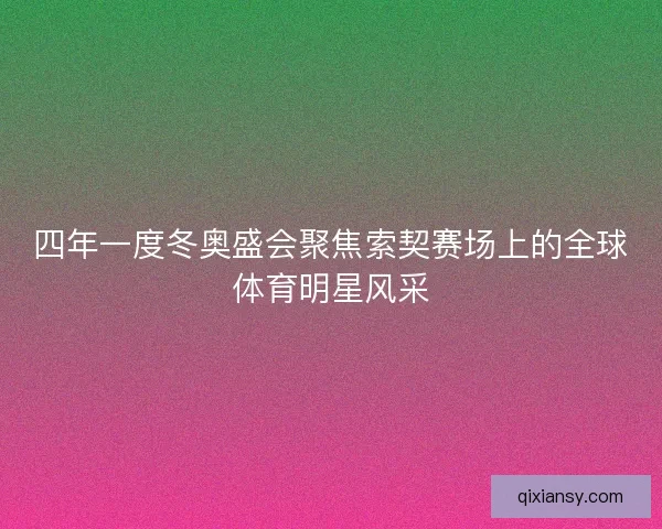 四年一度冬奥盛会聚焦索契赛场上的全球体育明星风采