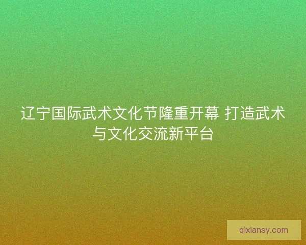 辽宁国际武术文化节隆重开幕 打造武术与文化交流新平台