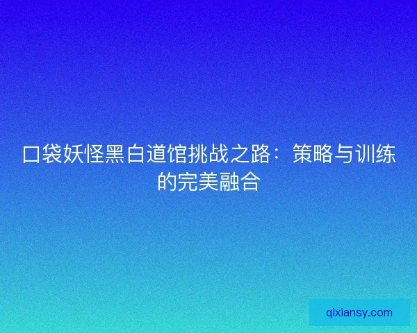 口袋妖怪黑白道馆挑战之路：策略与训练的完美融合